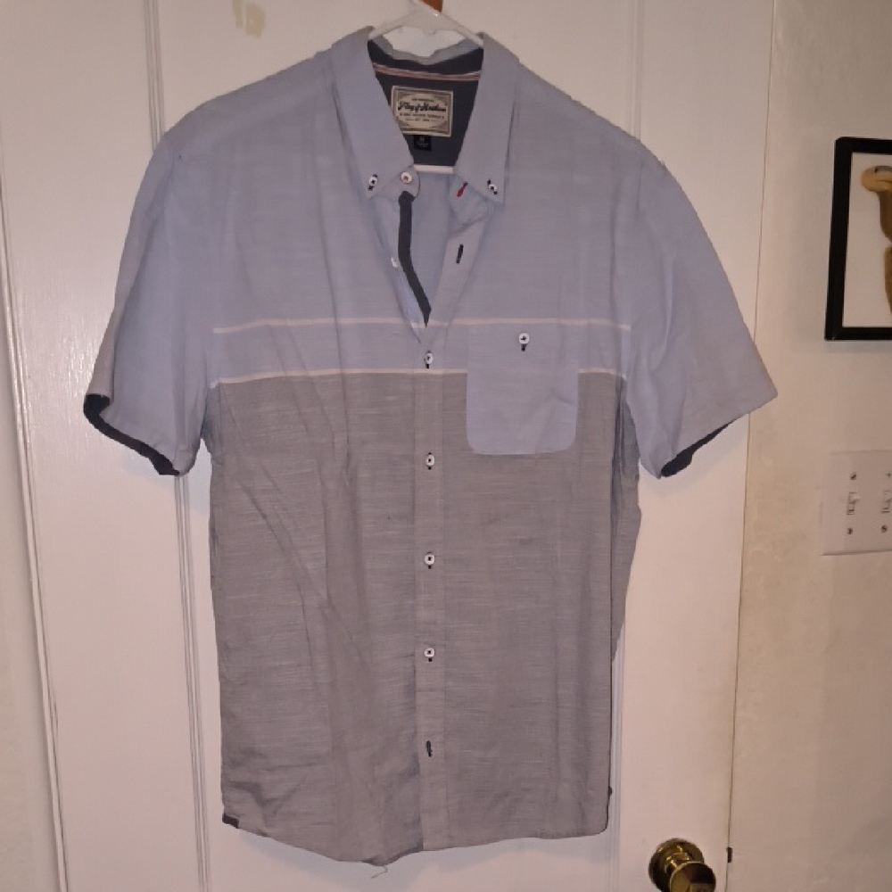 Flag & Anthem | Casual Blue and Gray Button-Down Shirt